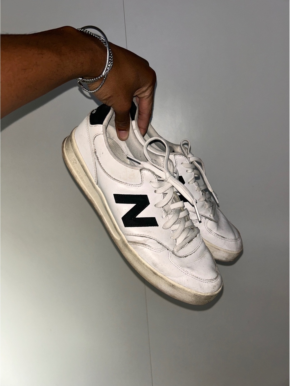 New Balance Men's White and Black Sneakers